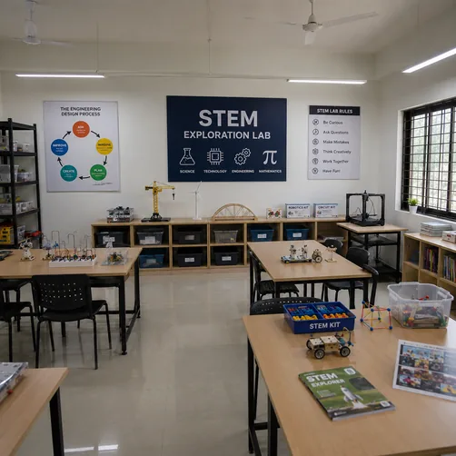 Hands-on STEM kits and demonstration apparatus in the STEM Exploration Lab